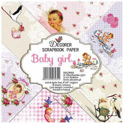 DECORER Scrapbooking-Bastelpapier-Set 20x20 cm - Baby Girl Mädchen