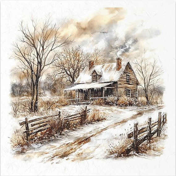 Reispapier-Set - Winterlandschaft, Berge, Natur, Hütten - RSM206 - Itd Collection