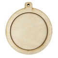 Weihnachtskugel aus Holz mit Rahmen 12 cm - Holzanhänger zum Dekorieren