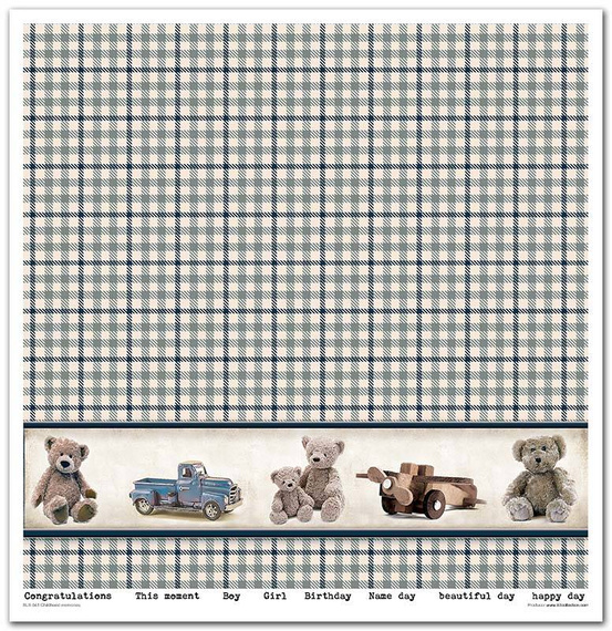 ITD Set 11 Stk 31x32cm einseitig Scrapbooking Papier 200g, Childhood memories blue