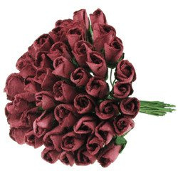 ROSEN geschlossene 8mm 50Stk Scrapbooking Maulbeerpapier Blumen, bordeauxrot