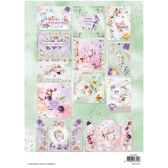 Scrapbooking Papier Set mit A4-Elementen - Flowers Blumen - Studio Light
