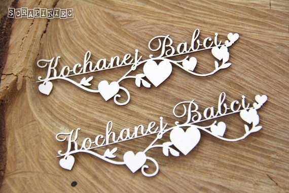 SCRAPINIEC Dekorpappe Die Cut Chipboard Dekoration Ornament, Oma Babcia 02