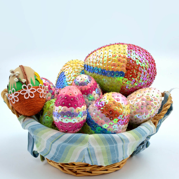 Kreativ-Set - Styroporeier, Bänder, Pailletten