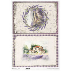 Reispapier für Decoupage A3 ITD-1075L Lavendel, Landschaft