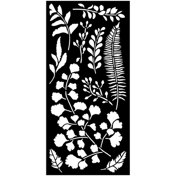 Schablone mixed-Media 3D 12x25cm - Herbarium Silvae Blätter - Stamperia