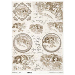 ITD Reispapier Decoupage Bastelpapier A3  Gesicht der Frau, Blumen Kräuterkundler 921L