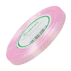 Satinband mit Punkten 6 mm - ca. 22 m - rosa