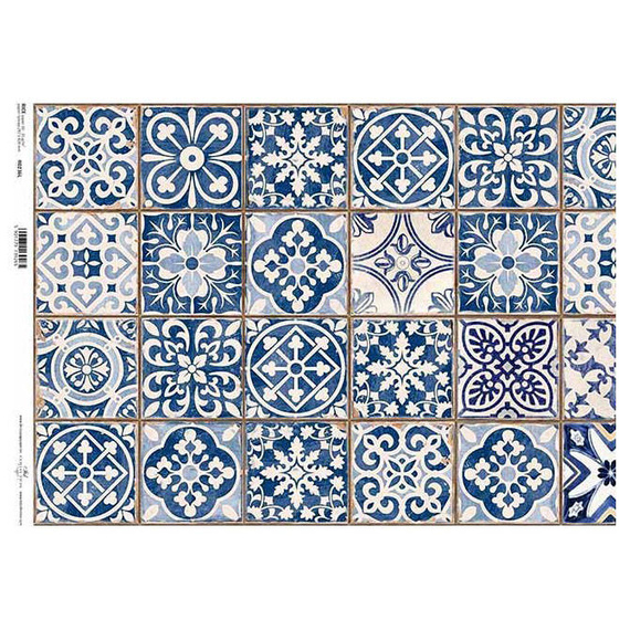 Reispapier für Decoupage A3 ITD-R236L blaue Fliesen