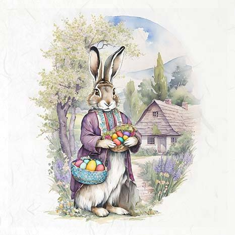 Reispapier-Set - ITD - RSM118 Osterhasen mit Ostereiern