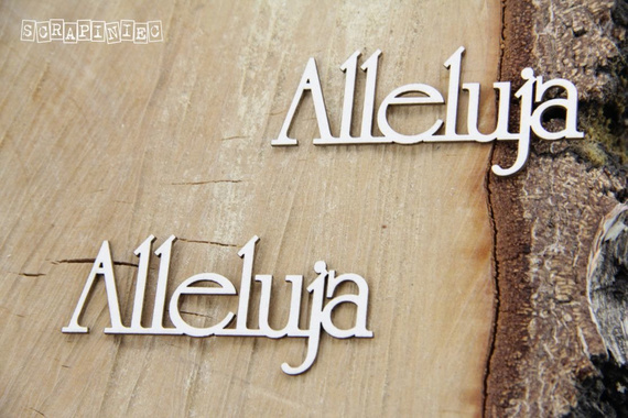Dekorpappe Die Cut Chipboard - halleluja Inschrift 03 - 2Stück SCRAPINIECrapiniec