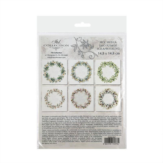 ITD - Reispapier-Set - RSM057- Blumen, Blumengirlanden
