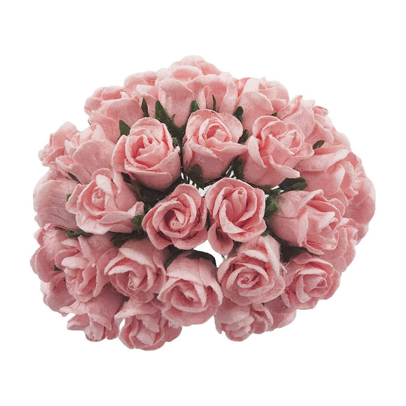 ROSEN geschlossene 8mm 50Stk Scrapbooking Maulbeerpapier Blumen Flower, rosa