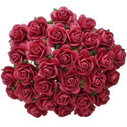 ROSEN Geöffnete 25 mm 50 Stk. Scrapbooking Maulbeerpapier Blumen Flowers, fuchsie