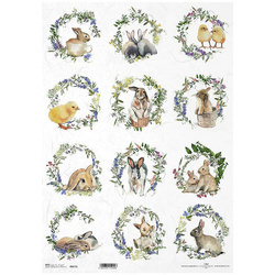 Reispapier für Decoupage A3 ITD-0673L Hasen