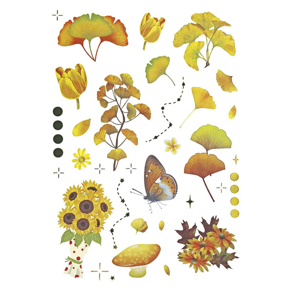 AUFKLEBER folie - Gelbe Blumen und Blätter
