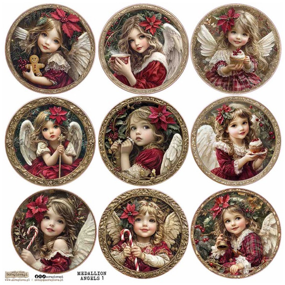 AUFKLEBER papier - ScrapLove - Medallion Angels 1 - Medaillon Engel