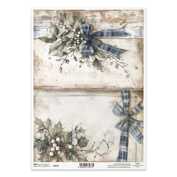 Reispapier für Decoupage A4 - Dekoration Weihnachtssträuße - R2675 - Itd Collection