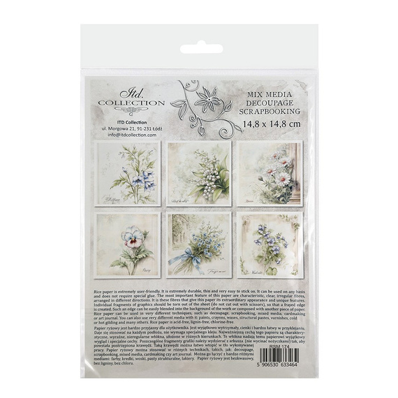 Reispapier-Set-Bastelpapier - ITD - RSM174 Blumen, Glockenblumen, Maiglöckchen, Gänseblümchen, Stiefmütterchen, Vergissmeinnicht, Veilchen