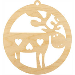 HOLZKUGEL Anhänger aus Holz, Ornament Weihnachtskugel 6 cm - Rentier