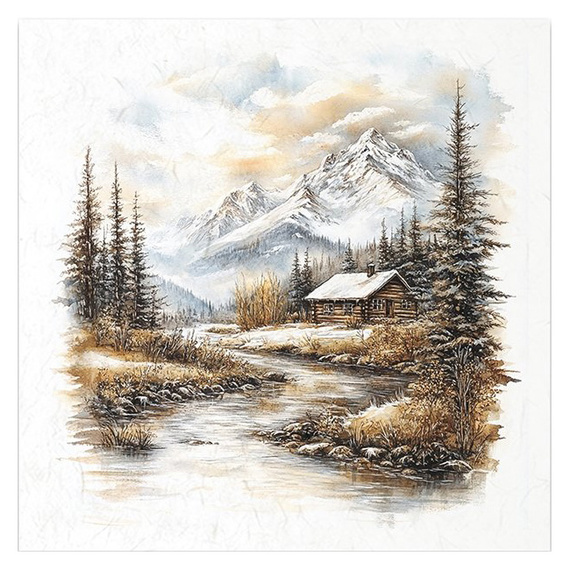 Reispapier-Set - Winterlandschaft, Hütten, Nadelbäume - RSM205 - Itd Collection