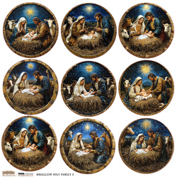 AUFKLEBER ScrapLove Dekor Stickers - Medallion Holy Family 2 - Heilige Familie 2