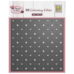 NELLIE'S CHOICE Embossing Folder Prägefolder Prägeschablone,  EF3D107 Herzen, Kreise und Kreuze