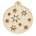 HOLZKUGEL Anhänger aus Holz, Ornament Weihnachtskugel 6 cm - Sterne