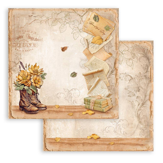 STAMPERIA Set 10 Blatt 30,5x30,5cm doppelseitig Scrapbooking Papier 190g, Golden harmony