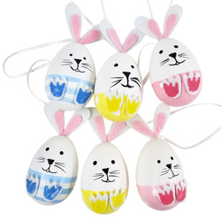 Deko-Eier Hasen 6 cm  Ostereier zum Aufhängen 6 Stk. - silber