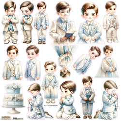 AUFKLEBER - ScrapLove -  Blue Communion Blauer Kommunionjunge