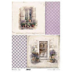 Reispapier für Decoupage A3 ITD-1079L fenster, türen, lavendel