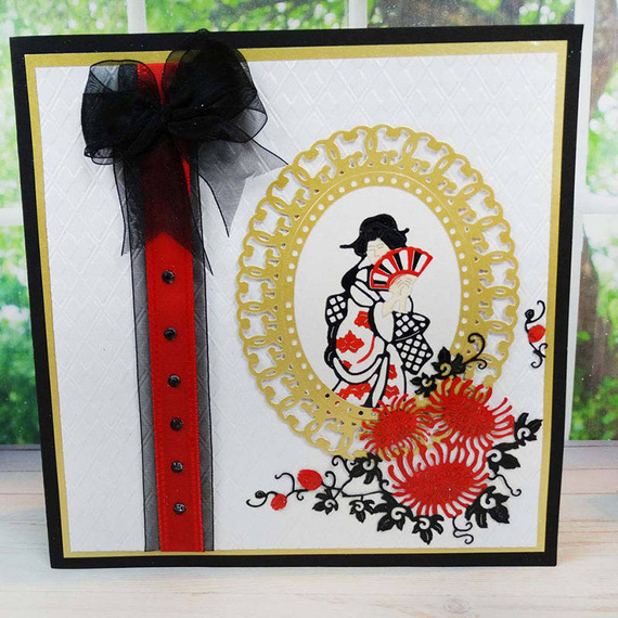 Stanzform Präge Stanzschablone Cutting Die - Zerfetzte Spitze - Orientalische Geisha-Dame