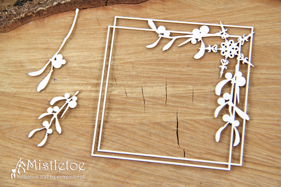 SCRAPINIEC Dekorpappe Die Cut Chipboard Dekoration Ornament, Mistel Rahmen 4820