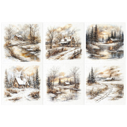 Reispapier-Set - Winterlandschaft, Berge, Natur, Hütten - RSM206 - Itd Collection