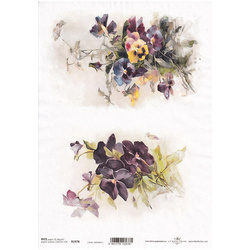 ITD Reispapier Decoupage Bastelpapier, A4 R1976 Stiefmütterchen, Veilchen