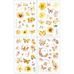 AUFKLEBER folie - Gelbe Blumen und Schmetterlinge