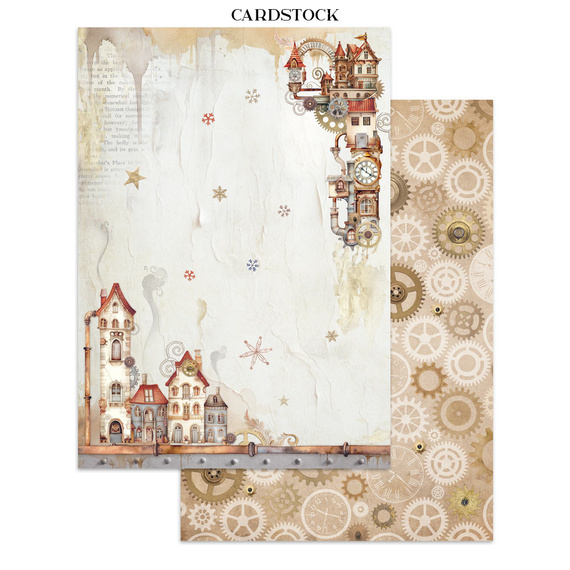 Set aus Junk Journal-Papieren, Aufklebern und Elementen - Gear Up For Christmas - Stamperia 