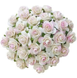 ROSEN Geöffnete 25 mm 50 Stk. Scrapbooking Maulbeerpapier Blumen Flowers, fuchsie