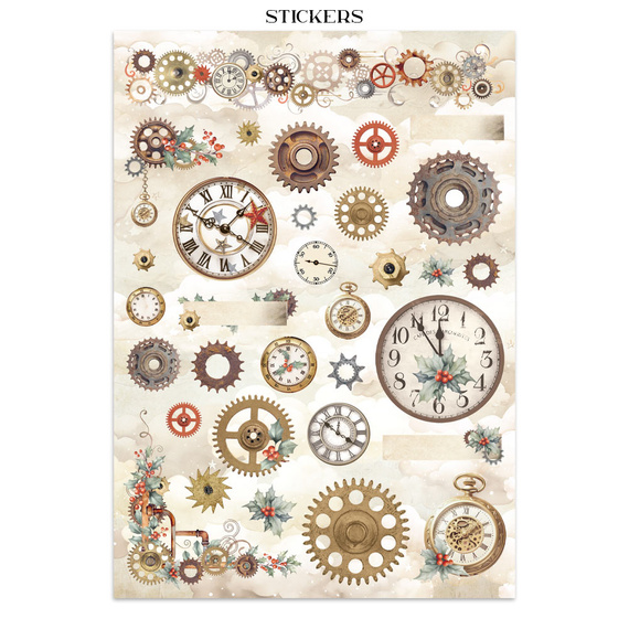Set aus Junk Journal-Papieren, Aufklebern und Elementen - Gear Up For Christmas - Stamperia 