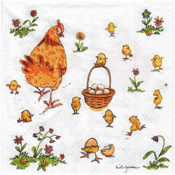 SERVIETTEN 1 Stück Motivservietten Decoupage Napkin 33x33cm, Mother Hen