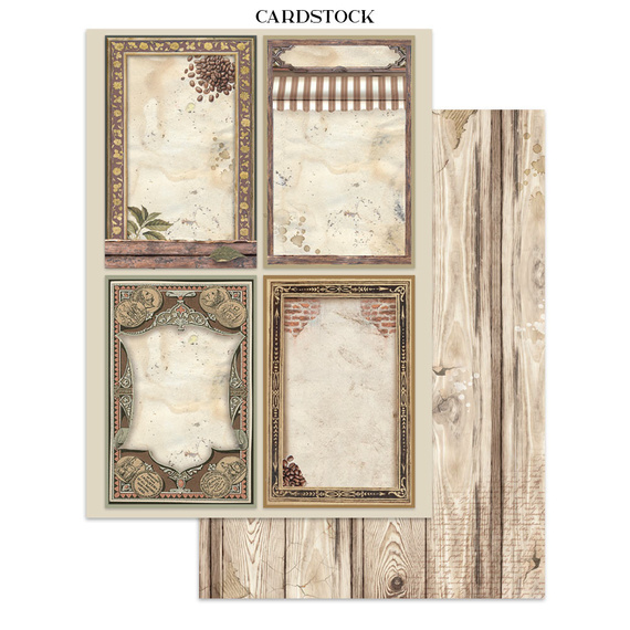 Set aus Junk Journal-Papieren, Aufklebern und Elementen - Coffee & Chocolate - Stamperia 