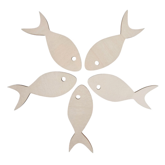 Holzsperrholz Ornament - Fisch - 5Stück