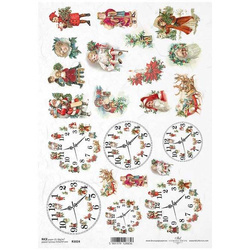 ITD Reispapier Decoupage Bastelpapier Softpapier, Weihnachten Uhren R1024