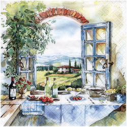 SERVIETTEN 1 Stück Motivservietten Decoupage Napkin 33x33cm, Cucina con Vista 
