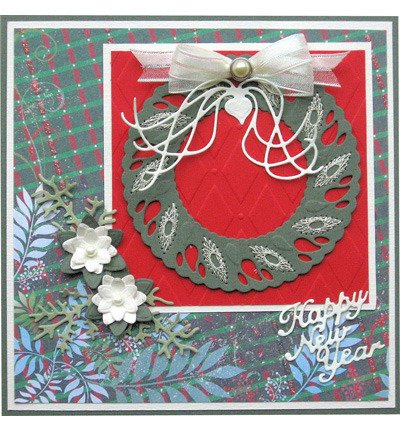 JOY!Crafts Stanzform Präge Stanzschablone Cutting Die - 6002/2006 Frohes Neues Jahr Kranz