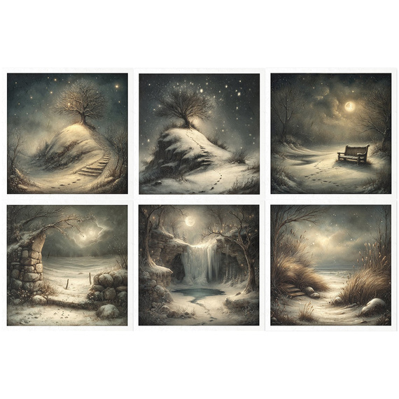Reispapier-Set - Winter, Schnee, Frost, Nacht, Landschaft, Landschaft - RSM210 - Itd Collection