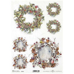 ITD Reispapier Decoupage Bastelpapier Serviettentechnik-R2293 Winterkränze