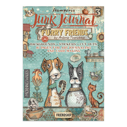 Set aus Junk Journal-Papieren, Aufklebern und Elementen - Furry Friends - Stamperia