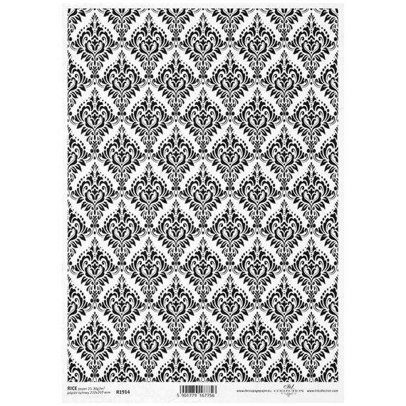 ITD Reispapier Decoupage Bastelpapier Serviettentechnik, R1914 Damast